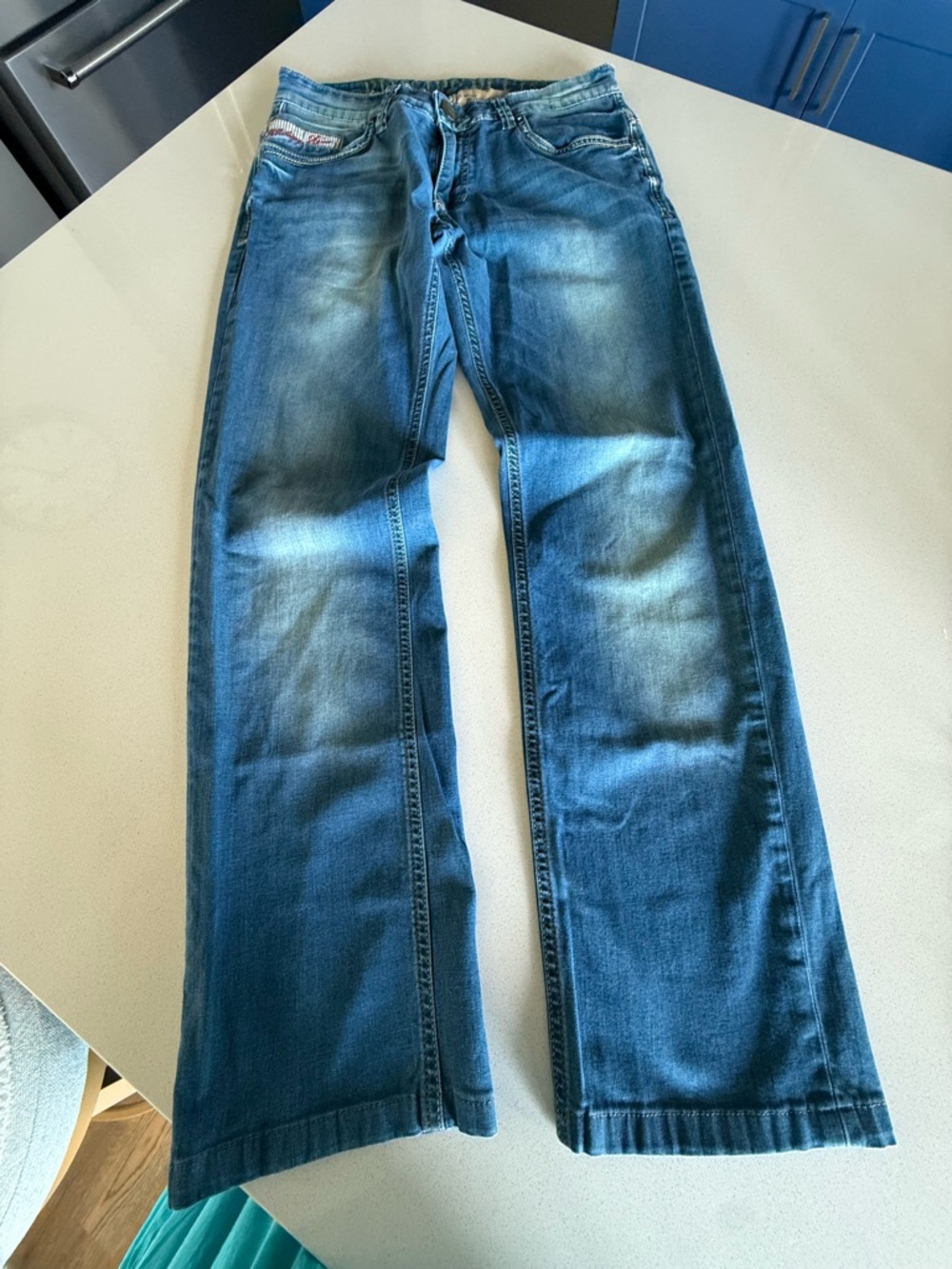Phillip Plein Men's Blue Straight-Leg Jeans